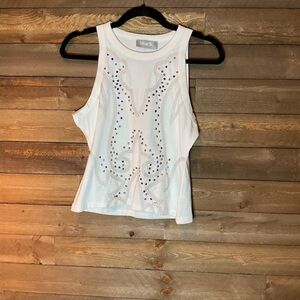 Off White Embroidered and Studded Tank Rodeo Ready By Blue B Size Medium NWT
